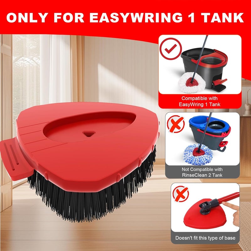 OKcedier 2 Pack Upgrade Scrub Brush Replace Heads Compatible with O Cedar EasyWring 1 Tank Spin Mop,Mop Replacement Scrubber Head Brush,Floor Cleaning Brush,More Layers of Bristles for Bathroom, Deck, Kitchen - Image 2
